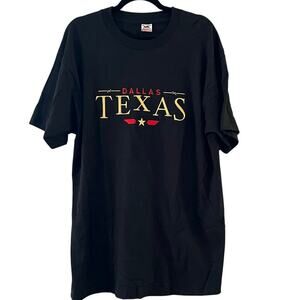 Veg Dallas Texas T-Shirt XL Black Fruit of the Loom Made in USA Single Stitch 90